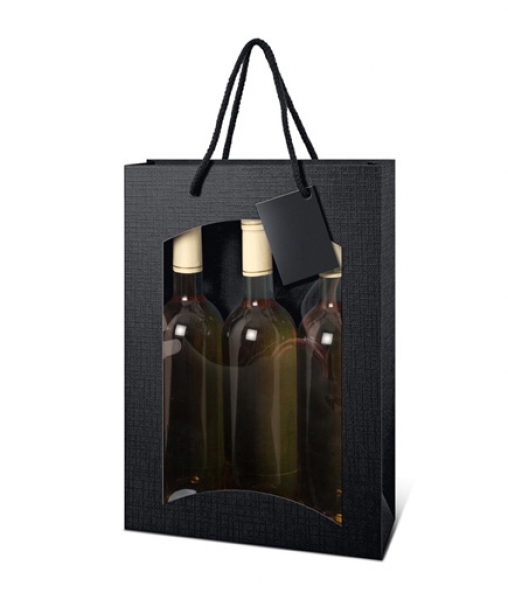 3 Flaschen Tragetüte Struktura Vita Schwarz